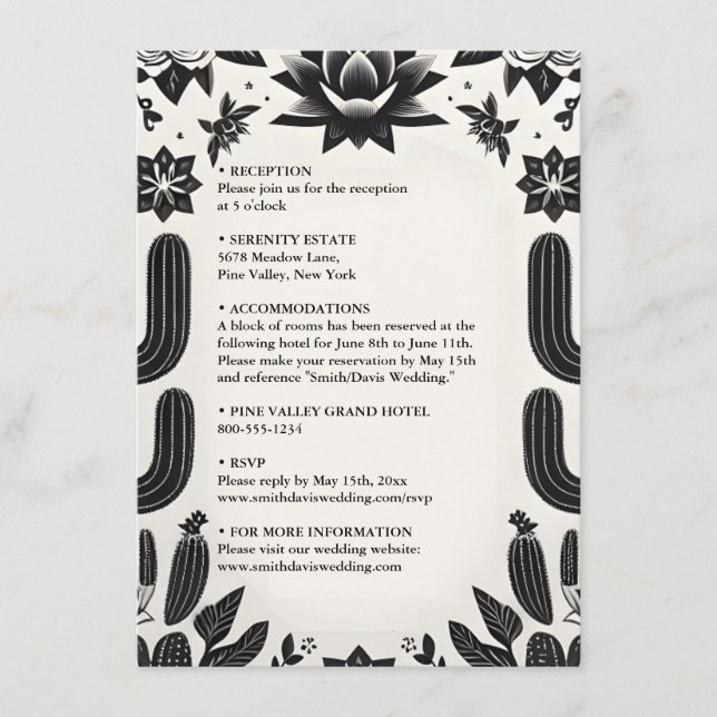 Elegant Fiesta Cactus Floral Mexican Wedding Enclosure Card (Front)