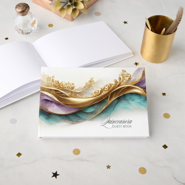 Elegant Fiesta Quinceanera ID1029 Guest Book (Front Open)