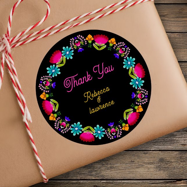Elegant fiesta wedding classic round sticker (Creator Uploaded)