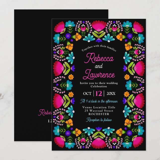 Elegant fiesta wedding Invitations (Front/Back)