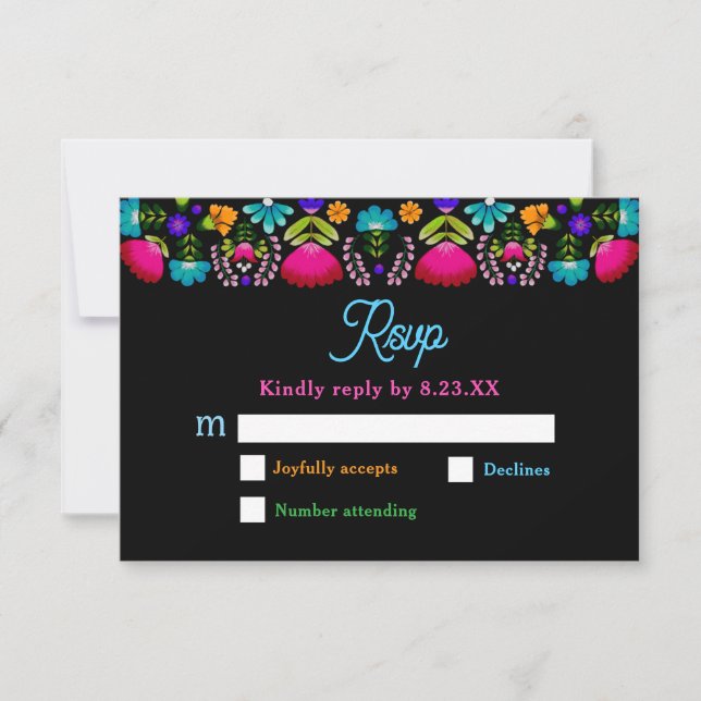 Elegant fiesta wedding rsvp (Front)