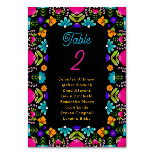 Elegant fiesta wedding seating  table number