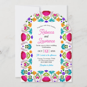 Elegant fiesta wedding white arched invitation