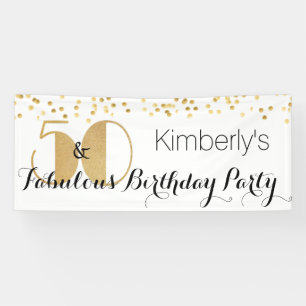Elegant Fifty and Fabulous 50th Birthday Party Banner