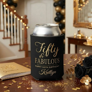 Elegant Fifty and Fabulous! 50th Birthday Party Can Cooler