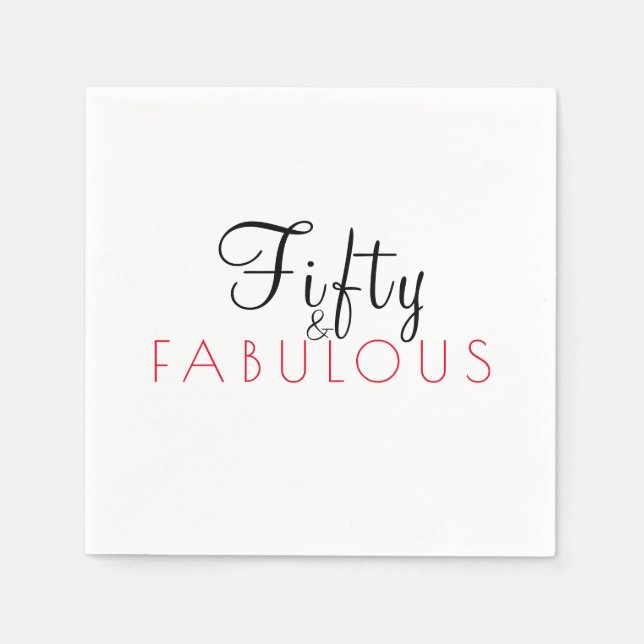Elegant fifty and fabulous birthday party napkin (Front)
