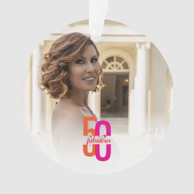 Elegant Fifty & Fabulous 50th Birthday Ornament (Front)