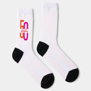 Elegant Fifty & Fabulous 50th Birthday Socks