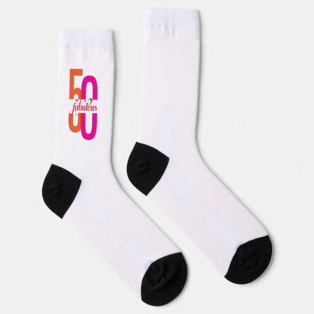 Elegant Fifty & Fabulous 50th Birthday Socks (Right)