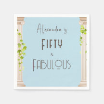 Elegant Fifty Fabulous Birthday Blue Greek Theme 