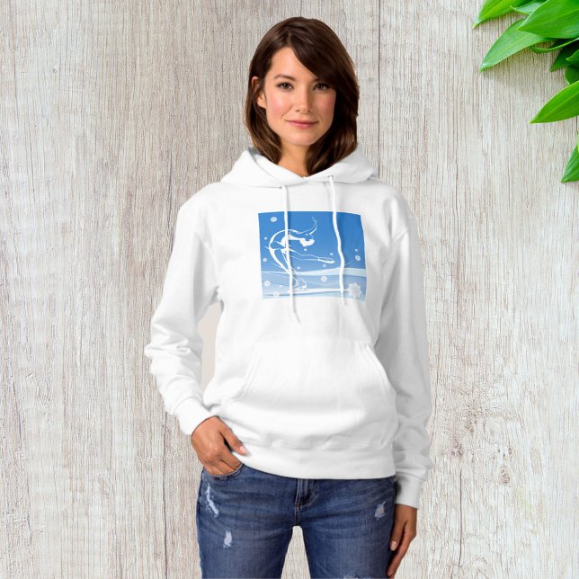Elegant Figure Skater Silhouette Snowflakes Hoodie (Creator Uploaded)