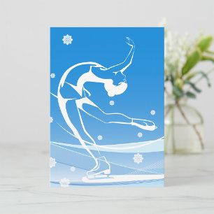 Elegant Figure Skater Silhouette Snowflakes Invitation