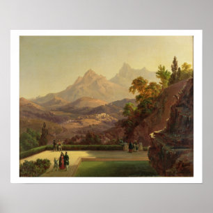 Elegant Figures Conversing on a Terrace, Sintra, P Poster