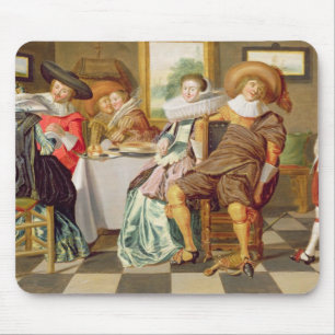 Elegant Figures Feasting at a Table Mouse Mat