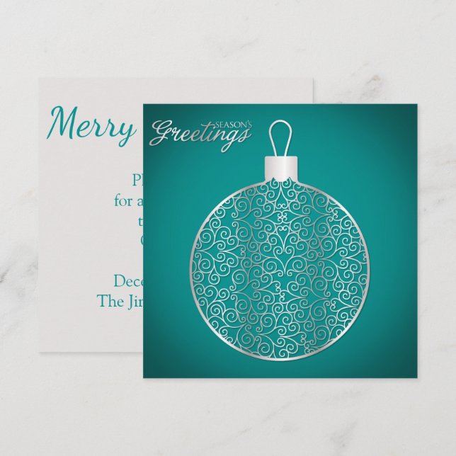 Elegant filigree bauble invitation (Front/Back)