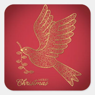 Elegant filigree dove square sticker