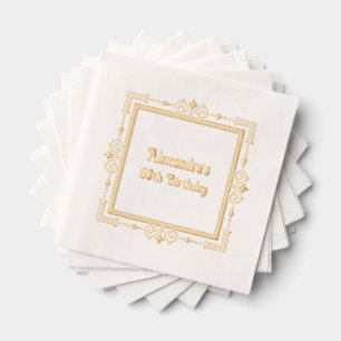 Elegant Filigree Frame #1 Birthday Party Foil Napkins