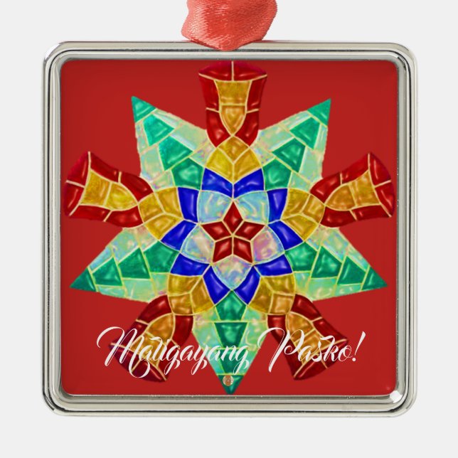 Elegant Filipino Parol Style, FilAm, Philippines Metal Tree Decoration (Front)