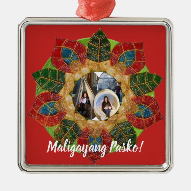 Elegant Filipino Parol Style, FilAm, Philippines Metal Tree Decoration (Front)