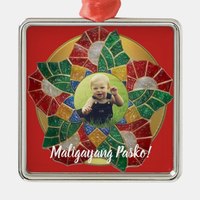 Elegant Filipino Parol Style, FilAm, Philippines Metal Tree Decoration (Front)