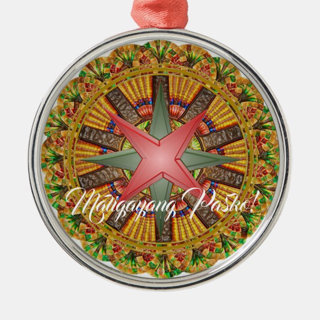 Elegant Filipino Parol Style, FilAm, Philippines Metal Tree Decoration (Front)