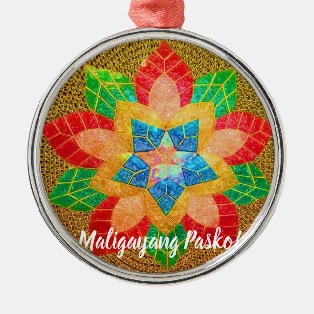 Elegant Filipino Parol Style, Philippines Metal Tree Decoration (Front)