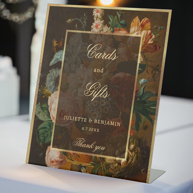 Elegant Fine Art Floral Still Life Wedding Pedestal Sign (Creator Uploaded)