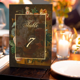 Elegant Fine Art Floral Still Life Wedding Table Number