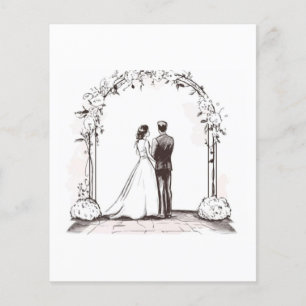 Elegant Fine Line Art Wedding Couple Floral Arch  Flyer