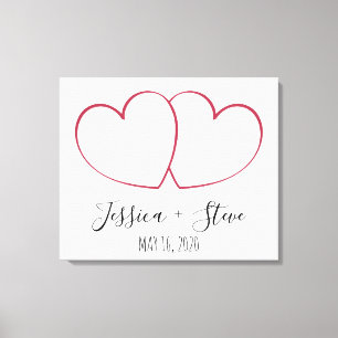 Elegant fingerprint heart wedding canvas guestbook