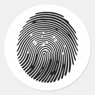 Elegant Fingerprint Silhouette in BW Classic Round Sticker