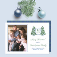 Elegant Fir Tree Blue White Baubles Family Picture