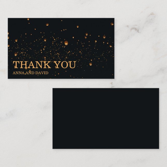 Elegant Fire Sky Lantern Wedding Thank you Card (Front/Back)