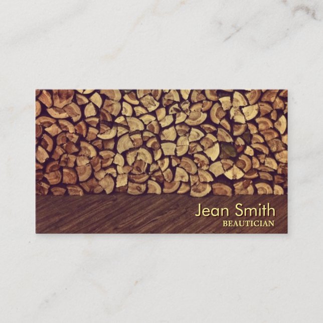 Elegant Firewood Beautician Business Card (Front)
