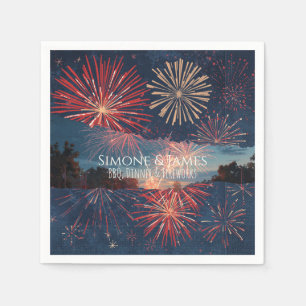 Elegant Fireworks Night July 4th Party Decor Napkin