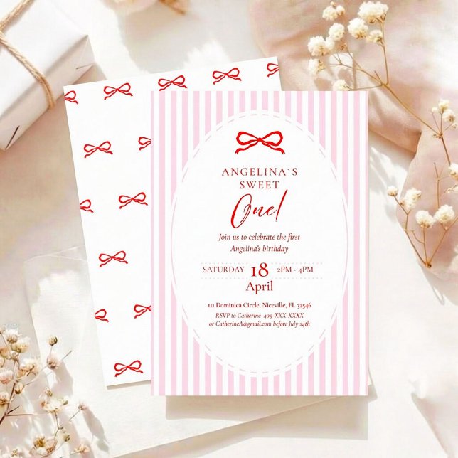 Elegant First Birthday Invitation. Invitation (Creator Uploaded)