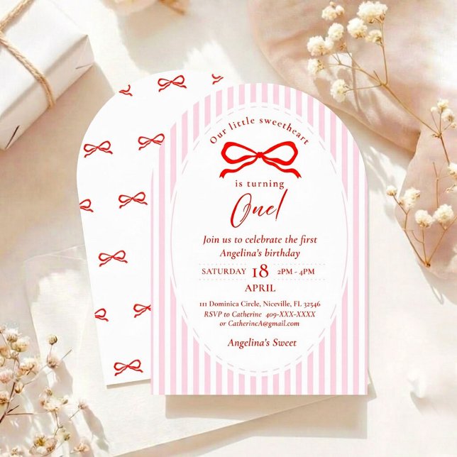 Elegant First Birthday Invitation. Invitation (Creator Uploaded)