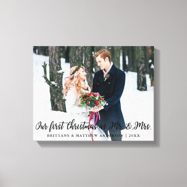 Elegant First Christmas as Mr. and Mrs. Canvas Print (Front)