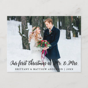 Elegant First Christmas as Mr. and Mrs. Photo Postcard
