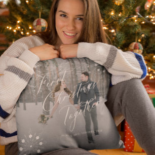 Elegant First Christmas as Mr & Mrs photo Cushion