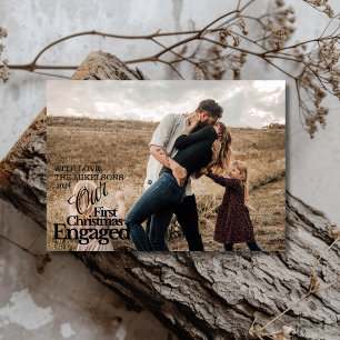 Elegant First Christmas Engaged Holiday Card