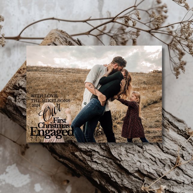 Elegant First Christmas Engaged Holiday Card (Creator Uploaded)