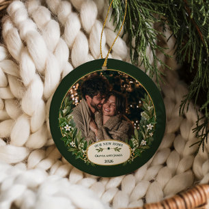 Elegant First Christmas New Home Photo Ceramic Tree Decoration