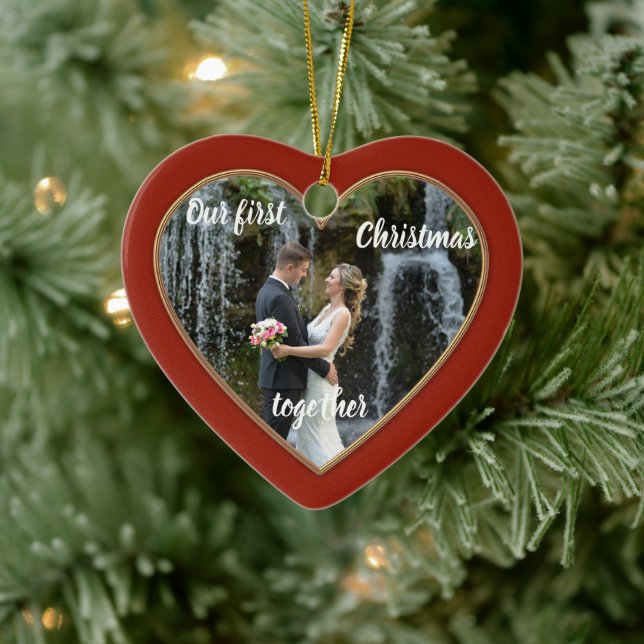 Elegant First Christmas Together Photo Ornament (Tree)