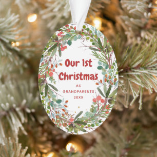 Elegant First Christmas Wreath  Ornament