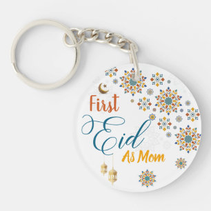 Elegant First Eid Mubarak Mum Calligraphy Moon  Key Ring