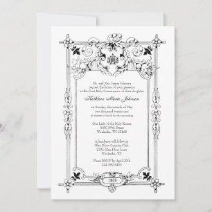 Elegant First Holy Communion Catholic  Invitation