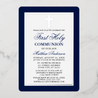 Elegant First Holy Communion Cross Silver Frame