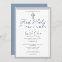 Elegant First Holy Communion Invites for Boys