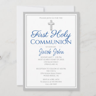 Elegant First Holy Communion Invites for Boys